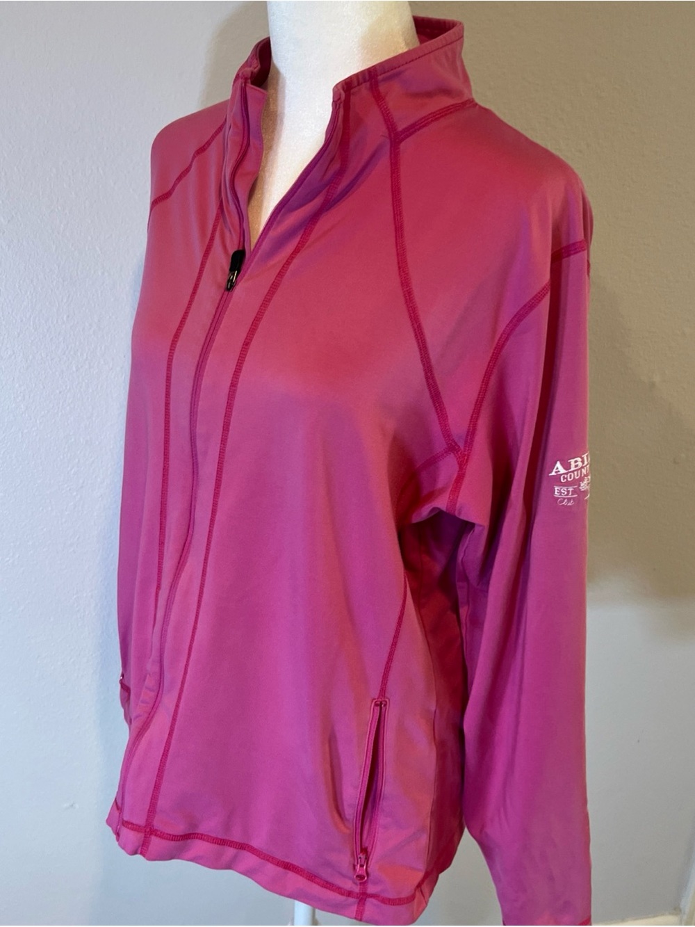 FootJoy Women’s Large Pink Full Zip Golf Jacket Abilene Country Club Logo FJ